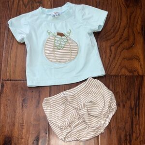 Kids Pumpkin Patch Matching Set - Light Green and Beige